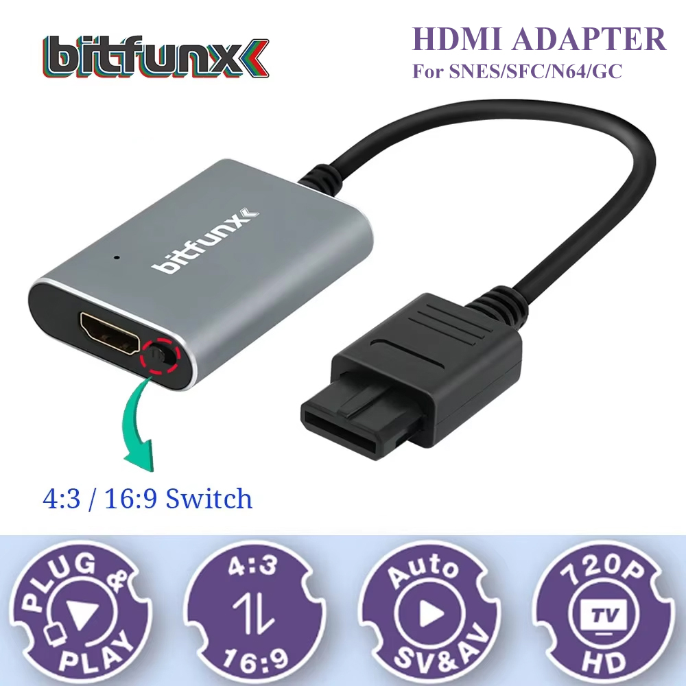 Bitfunx 720P Svideo / AV To HD - Gaming Console Retro Handheld recension och pris