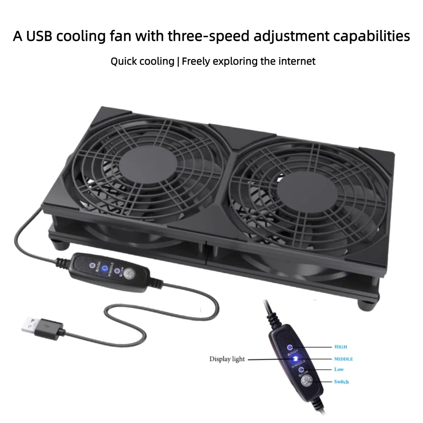 Dual USB Cooling Fan with 3-Sp - Console Cooling Fan recension och pris